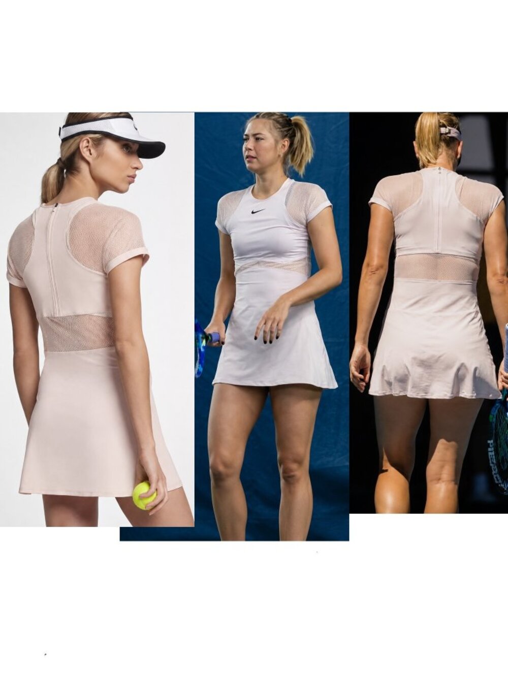 Nwt Nike Flirty Maria Sharapova Tennis Dress w/ ZIPPER L Large - Barely Rose